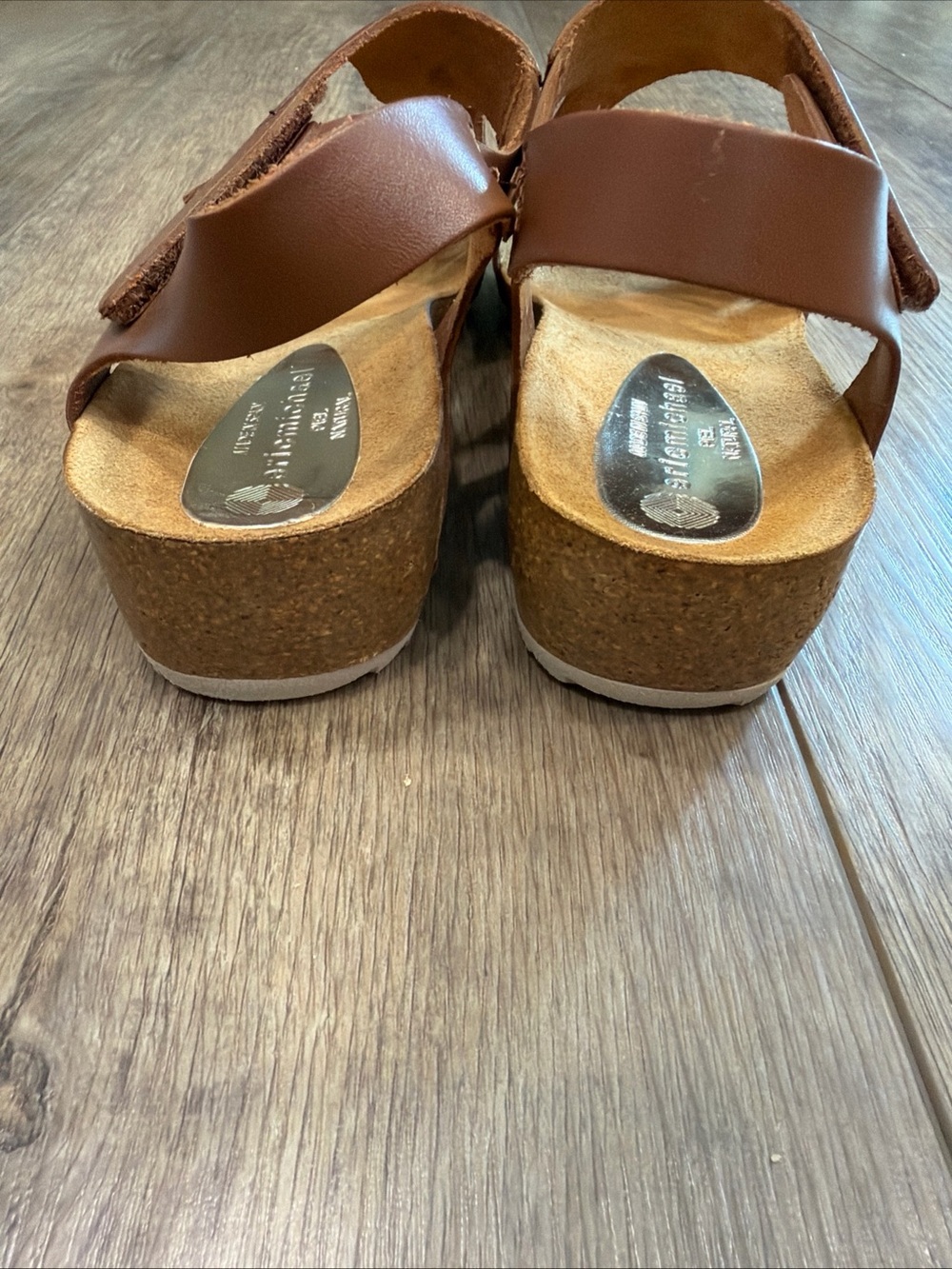 Eric Michael Brown Leather Slingback Sandals - Picture 6 of 8